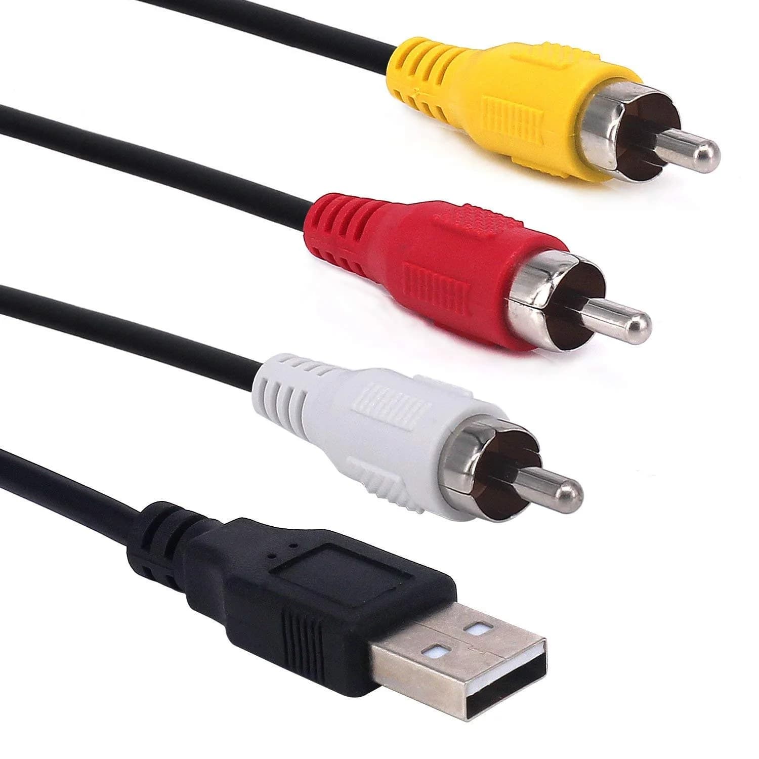Halokny USB to 3RCA Cable 1.5m | AV Adapter for Audio Video Viewing — USB M/3RCA M