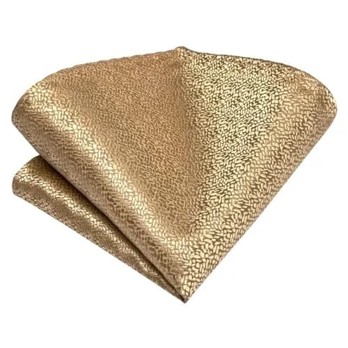 Dubulle Mens Tie Set Solid Paisley Silk Striped Necktie for Men with Cufflinks Tie and Pocket Square, B gold | Elegant Formal Accessory thumbnail 6