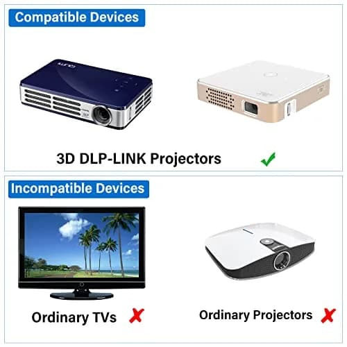 EKYLIN Active Shutter 3D Glasses for DLP-Link Projectors - Pack of 2 (34.5g) thumbnail 6