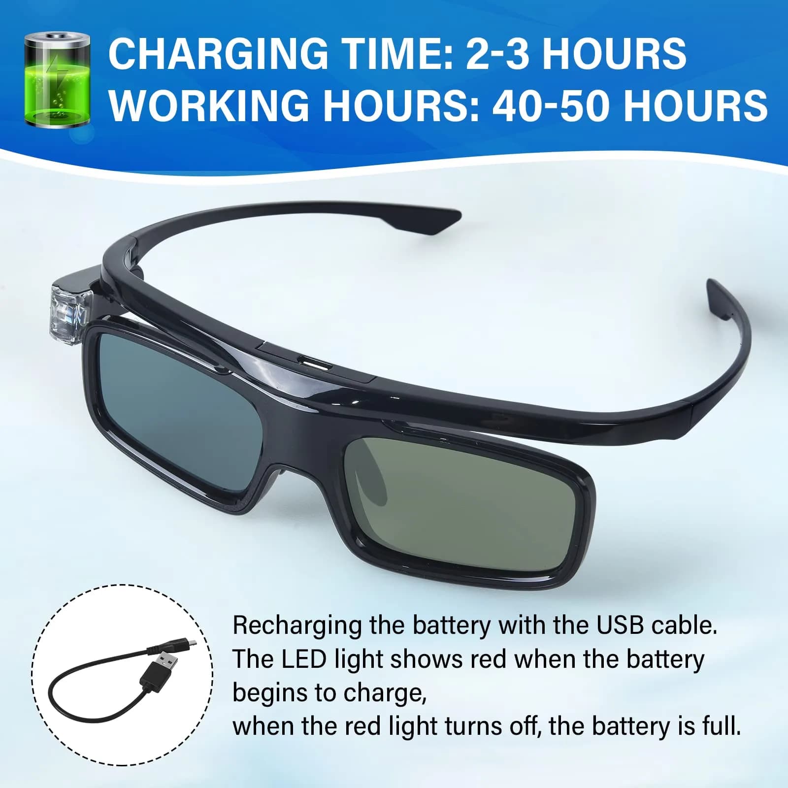 EKYLIN Active Shutter 3D Glasses for DLP-Link Projectors - Pack of 2 (34.5g) - view 2