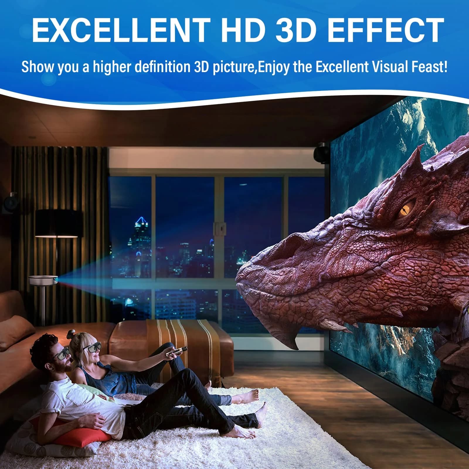 EKYLIN Active Shutter 3D Glasses for DLP-Link Projectors - Pack of 2 (34.5g) - view 3