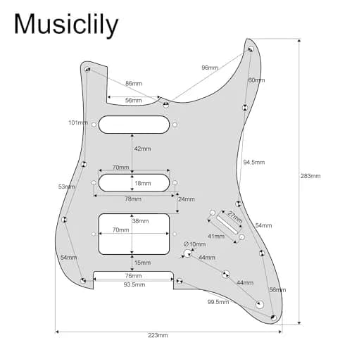Musiclily Pro 11-Hole HSS Modern ST Guitar Pickguard 3Ply White | Fits American Stratocaster Guitars thumbnail 3