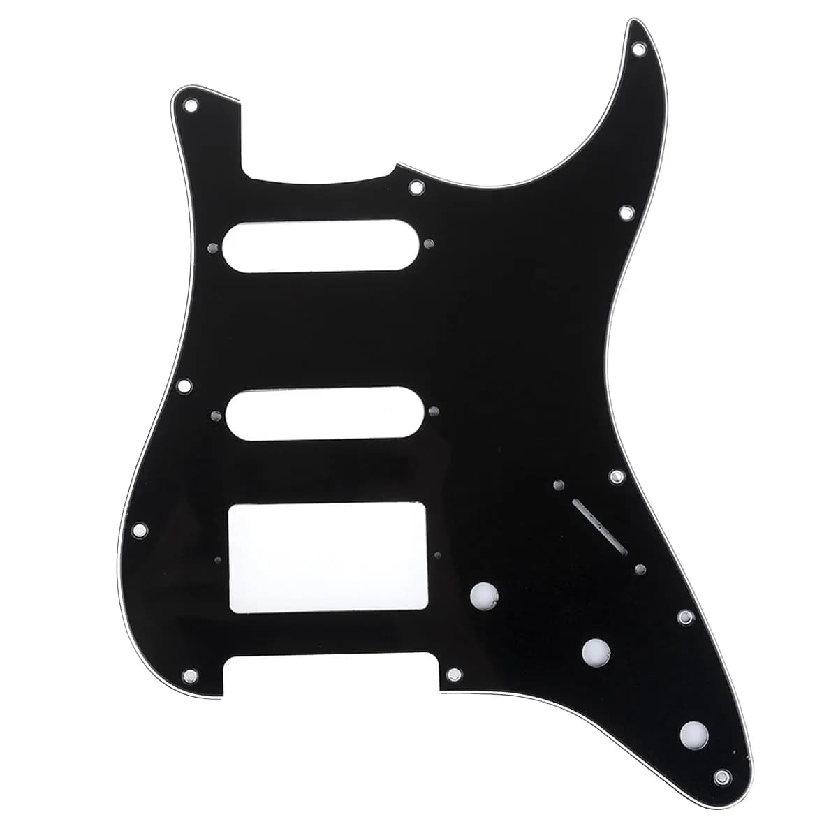 Musiclily Pro 11-Hole HSS Modern ST Guitar Pickguard 3Ply White | Fits American Stratocaster Guitars — 3Ply Black thumbnail 1