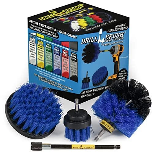 Drillbrush Hull Cleaning Brush Set - 3-Piece Marine & Boat Scrubbing Kit | Blue Nylon, 2in, 4in, 3.5in corner, 5in extension thumbnail 1