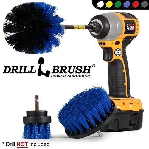 Drillbrush Hull Cleaning Brush Set - 3-Piece Marine & Boat Scrubbing Kit | Blue Nylon, 2in, 4in, 3.5in corner, 5in extension thumbnail 4