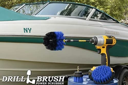 Drillbrush Hull Cleaning Brush Set - 3-Piece Marine & Boat Scrubbing Kit | Blue Nylon, 2in, 4in, 3.5in corner, 5in extension thumbnail 6