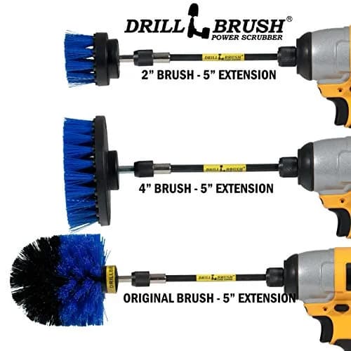 Drillbrush Hull Cleaning Brush Set - 3-Piece Marine & Boat Scrubbing Kit | Blue Nylon, 2in, 4in, 3.5in corner, 5in extension thumbnail 8
