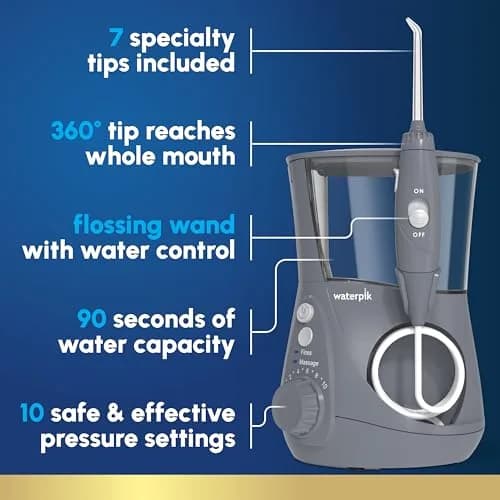 Waterpik Aquarius Countertop Water Flosser WP-667 Gray | 10 Settings, 7 Tips, ADA Accepted thumbnail 2
