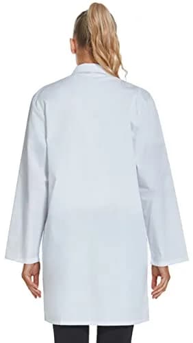 VOGRYE Womens Medical Lab Coat Three Pocket Long Sleeve Button Front White | Durable & Stylish for Medical & Science Professionals thumbnail 5