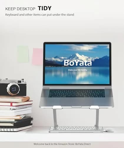 BoYata Adjustable Laptop Stand Silver | Multi-Angle Riser for Laptops up to 17 Inches thumbnail 7
