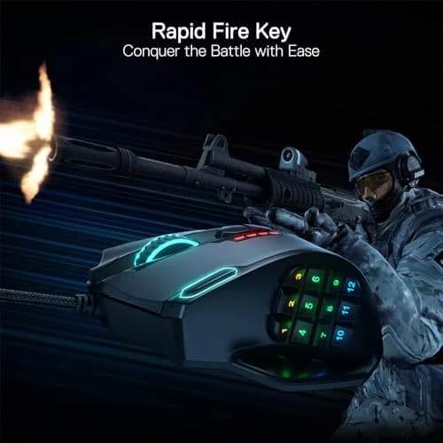 Redragon M908 Wired MMO RGB Gaming Mouse 12400 DPI 18 Programmable Buttons Black | High Precision Optical Sensor thumbnail 5