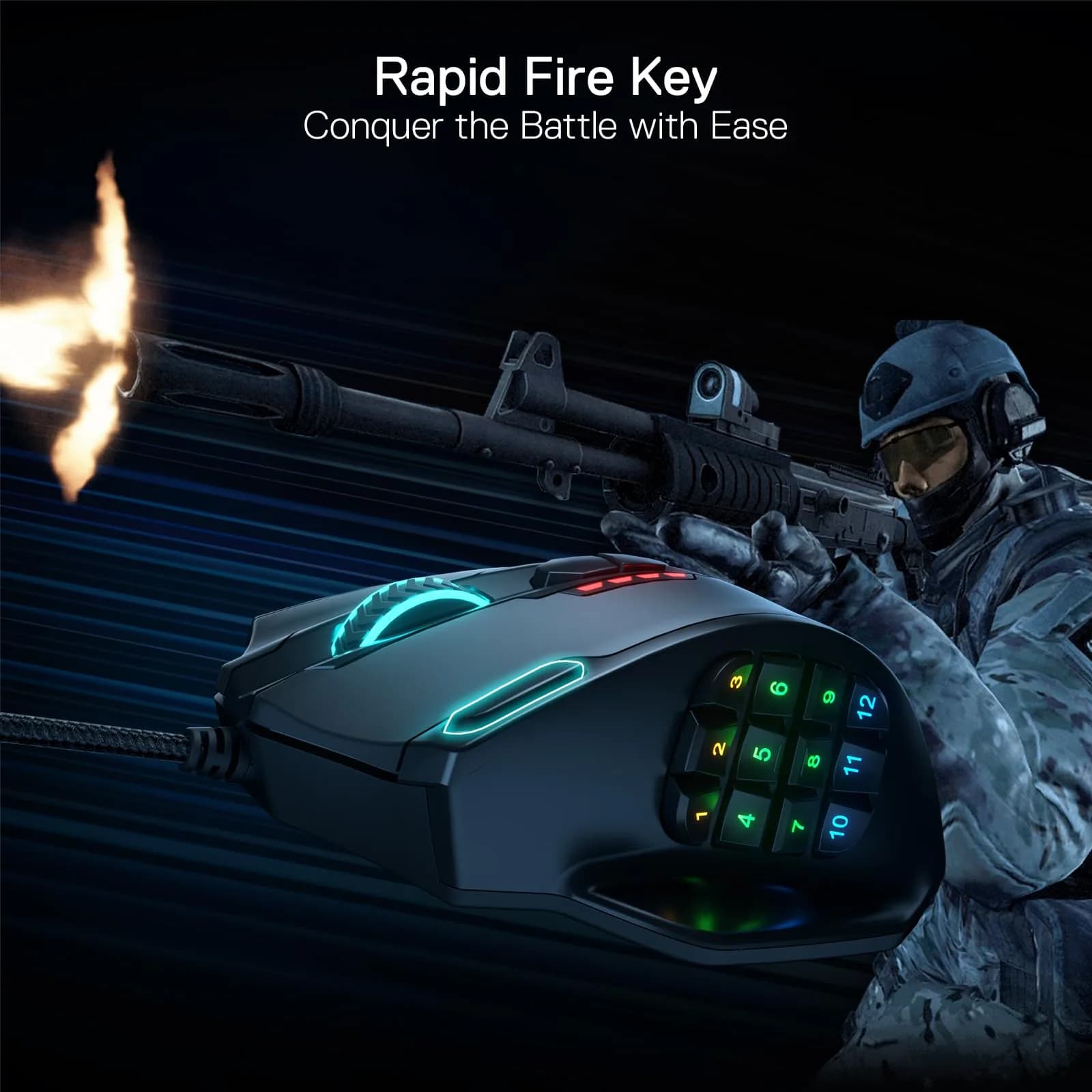 Redragon M908 Wired MMO RGB Gaming Mouse 12400 DPI 18 Programmable Buttons Black | High Precision Optical Sensor - view 5