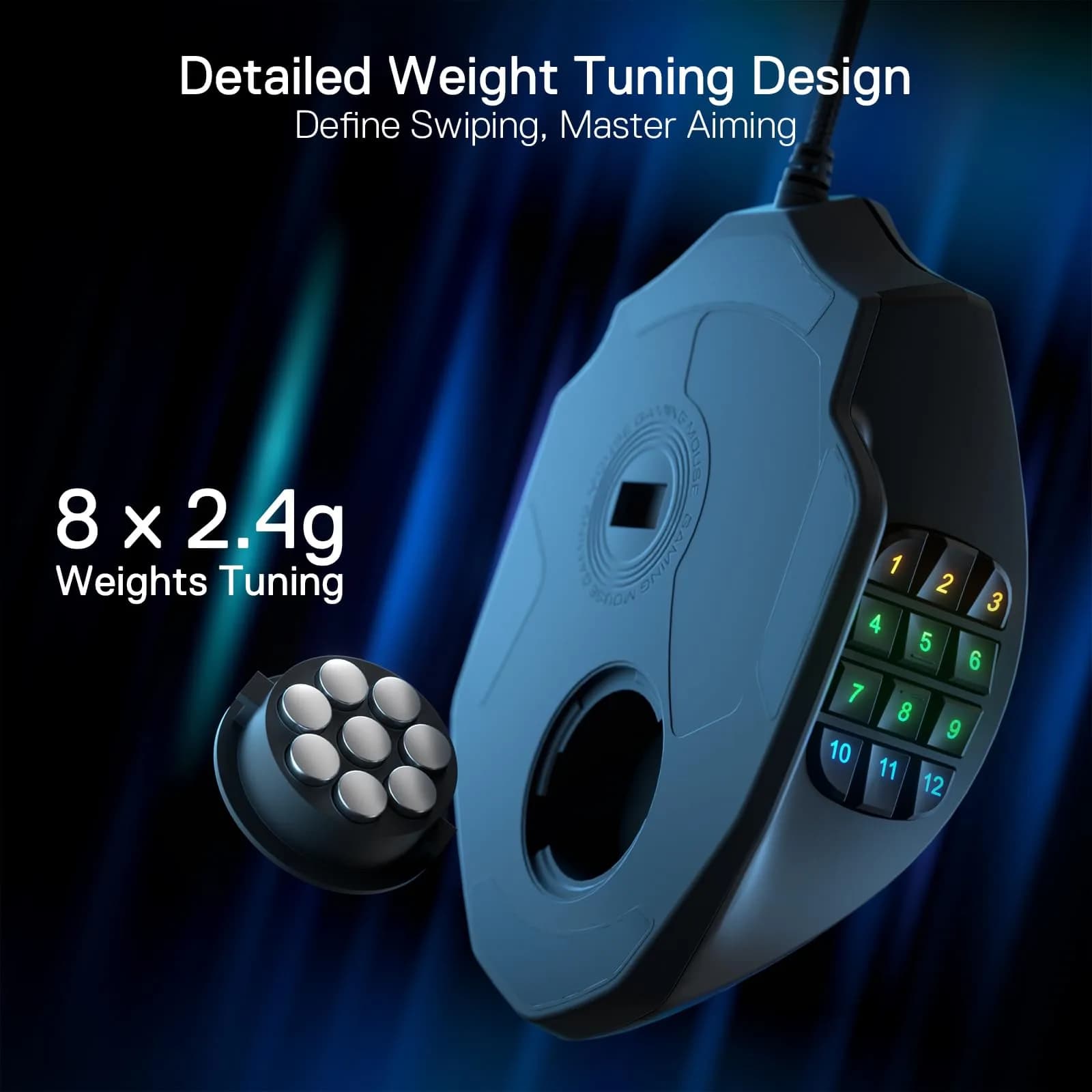 Redragon M908 Wired MMO RGB Gaming Mouse 12400 DPI 18 Programmable Buttons Black | High Precision Optical Sensor - view 6