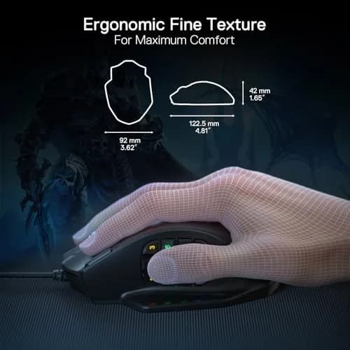 Redragon M908 Wired MMO RGB Gaming Mouse 12400 DPI 18 Programmable Buttons Black | High Precision Optical Sensor thumbnail 7