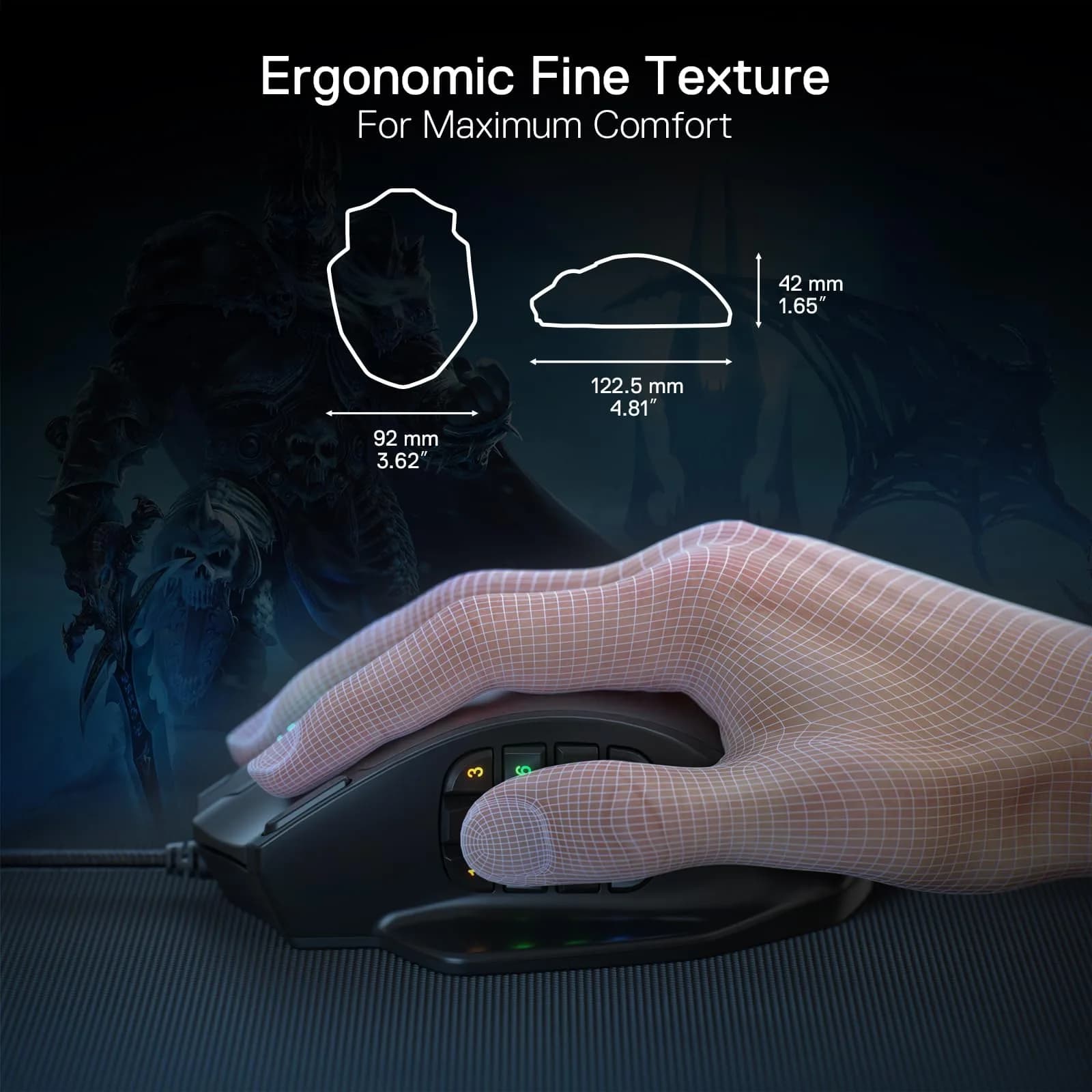 Redragon M908 Wired MMO RGB Gaming Mouse 12400 DPI 18 Programmable Buttons Black | High Precision Optical Sensor - view 7