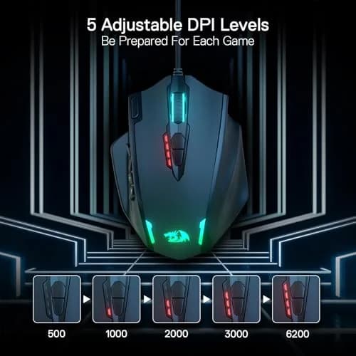 Redragon M908 Wired MMO RGB Gaming Mouse 12400 DPI 18 Programmable Buttons Black | High Precision Optical Sensor thumbnail 3