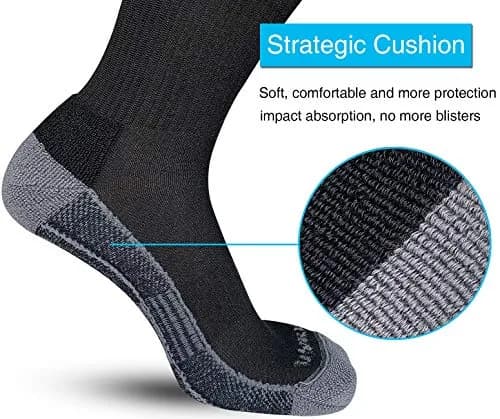 APTYID Men's Moisture Wicking Cushioned Crew Work Boot Socks 6 Pairs (Size 9-12, Black) | Breathable & Durable for Work thumbnail 5