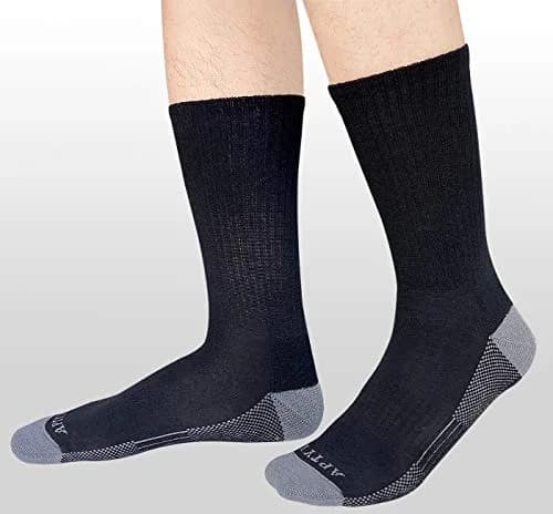 APTYID Men's Moisture Wicking Cushioned Crew Work Boot Socks 6 Pairs (Size 9-12, Black) | Breathable & Durable for Work thumbnail 7