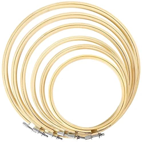 Caydo 6-Piece Embroidery Hoop Set, 4-10 inch (10-26cm) | Natural Bamboo Cross Stitch Rings thumbnail 1