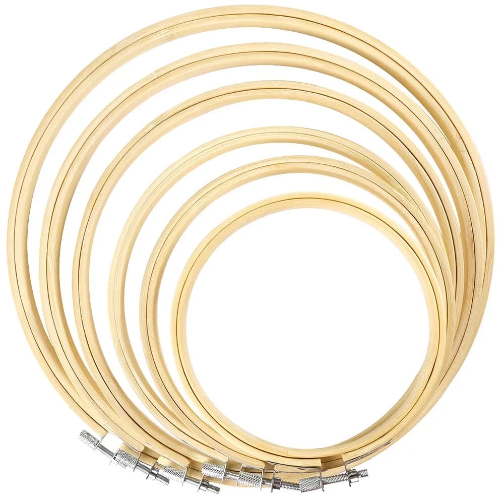 Caydo 6-Piece Embroidery Hoop Set, 4-10 inch (10-26cm) | Natural Bamboo Cross Stitch Rings