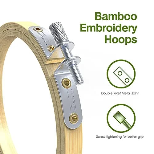 Caydo 6-Piece Embroidery Hoop Set, 4-10 inch (10-26cm) | Natural Bamboo Cross Stitch Rings thumbnail 2
