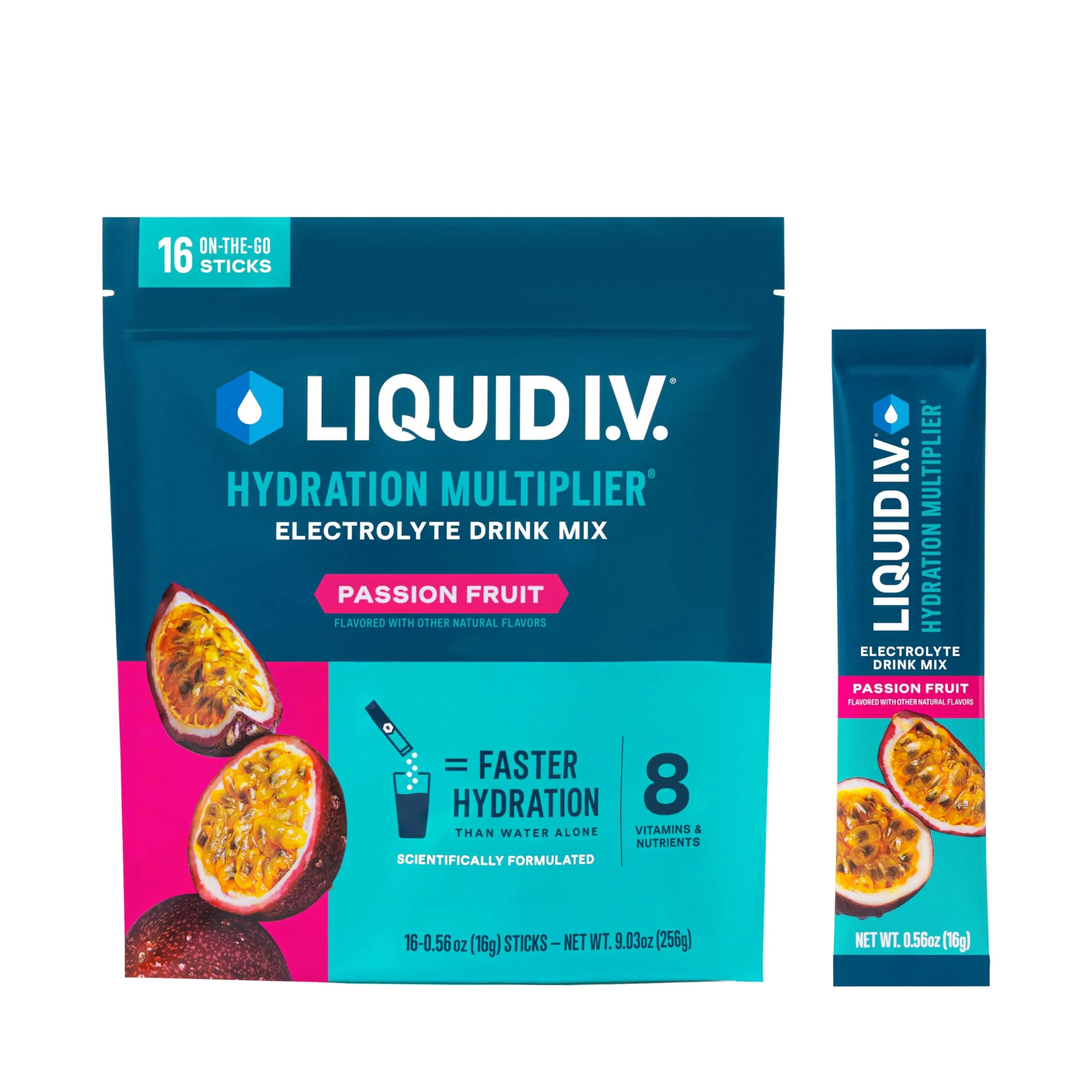 Liquid I.V. Hydration Electrolytes Passion Fruit Flavour 16 Stick Pack - main product image