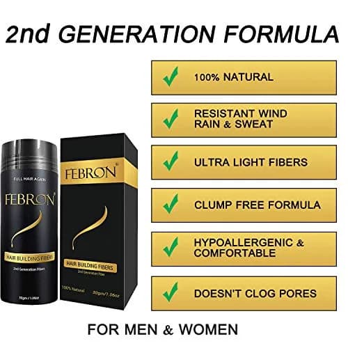 FEBRON Hair Fibers For Thinning Hair Medium Brown 30g | Natural, Undetectable & Lasts All Day thumbnail 7