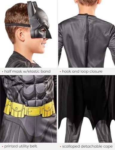 Rubies DC Comics Batman Deluxe Muscle Chest Costume for Kids, Boys XS (2-4) | Officially Licensed Superhero Outfit thumbnail 3