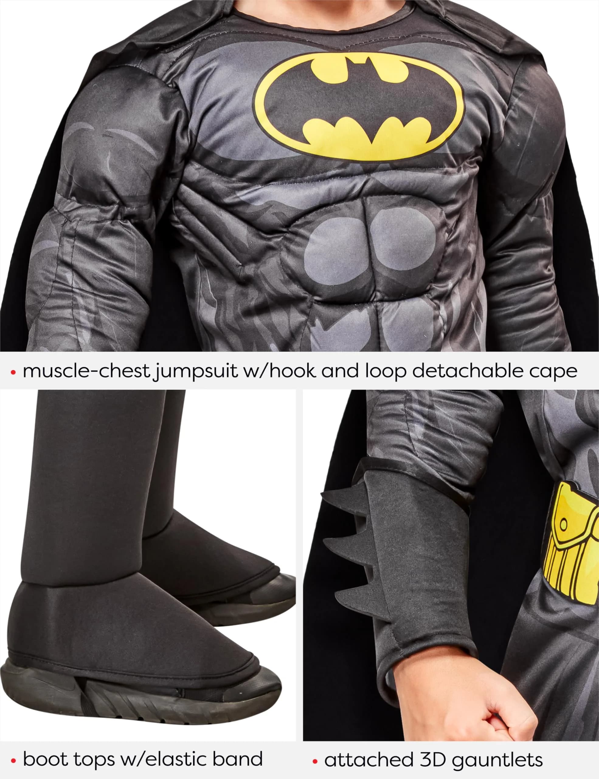 Rubies DC Comics Batman Deluxe Muscle Chest Costume for Kids, Boys XS (2-4) | Officially Licensed Superhero Outfit - view 4