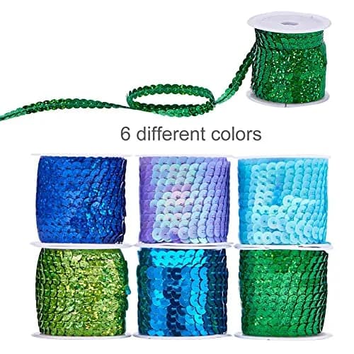PH PandaHall Mermaid Flat Sequin Strip 30 Yards (90 ft) | Blue Series Colors, 6mm Wide, Sewing Trim for Crafts & Costumes thumbnail 5