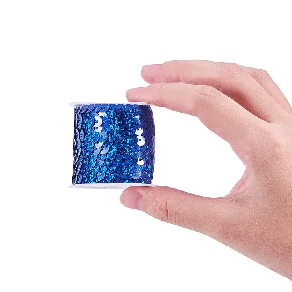 PH PandaHall Mermaid Flat Sequin Strip 30 Yards (90 ft) | Blue Series Colors, 6mm Wide, Sewing Trim for Crafts & Costumes - view 7