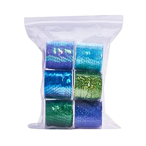 PH PandaHall Mermaid Flat Sequin Strip 30 Yards (90 ft) | Blue Series Colors, 6mm Wide, Sewing Trim for Crafts & Costumes thumbnail 8
