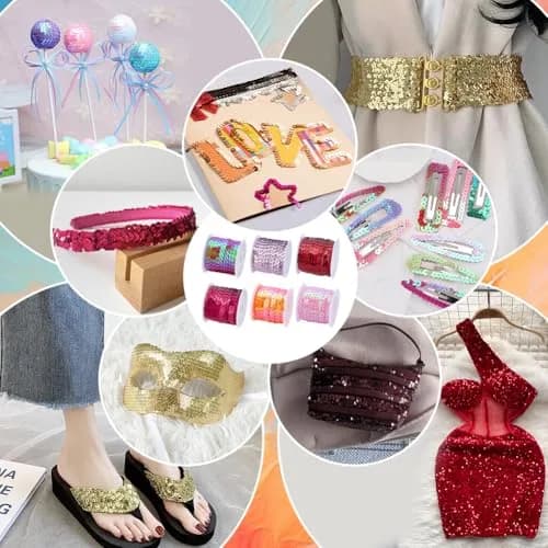 PH PandaHall Red Series Sequin Trim 6mm Wide | 30 Yards Total (90 ft) | Metallic Shiny PVC Craft Ribbon thumbnail 5