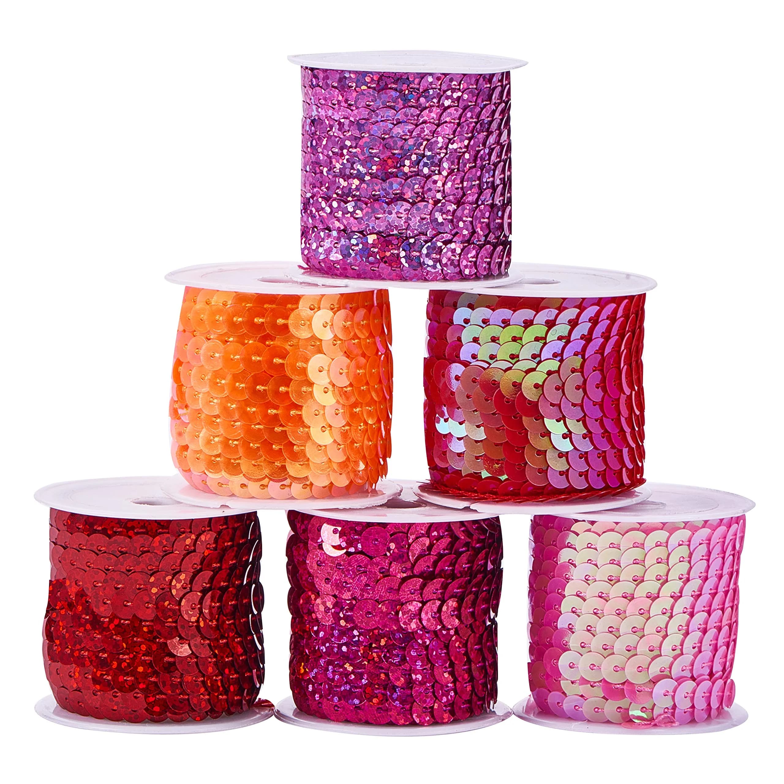 PH PandaHall Red Series Sequin Trim 6mm Wide | 30 Yards Total (90 ft) | Metallic Shiny PVC Craft Ribbon - view 6