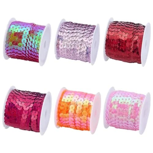 PH PandaHall Red Series Sequin Trim 6mm Wide | 30 Yards Total (90 ft) | Metallic Shiny PVC Craft Ribbon thumbnail 1