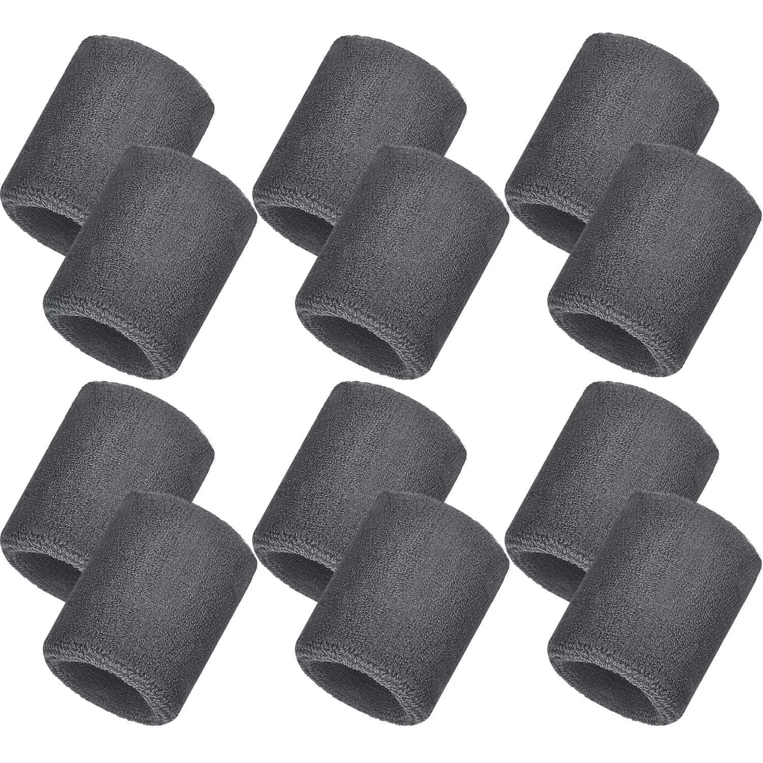 Bememo 12 Pcs Sweatbands Wrist Bands, neon 80s 90s, 3.15 Inch, Gray | Absorbent, Elastic, Durable for Sports & Fitness