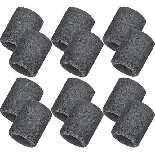 Bememo 12 Pcs Sweatbands Wrist Bands, neon 80s 90s, 3.15 Inch, Gray | Absorbent, Elastic, Durable for Sports & Fitness thumbnail 1