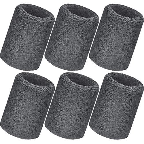 Bememo 12 Pcs Sweatbands Wrist Bands, neon 80s 90s, 3.15 Inch, Gray | Absorbent, Elastic, Durable for Sports & Fitness thumbnail 5