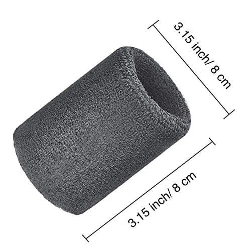 Bememo 12 Pcs Sweatbands Wrist Bands, neon 80s 90s, 3.15 Inch, Gray | Absorbent, Elastic, Durable for Sports & Fitness thumbnail 3