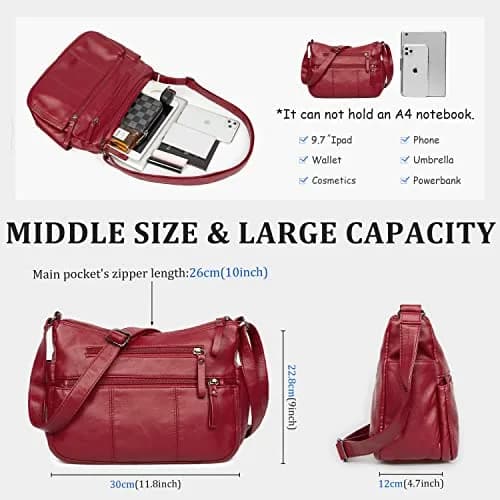 VOLGANIK ROCK Women's PU Leather Shoulder Bag 29.97 cm (11.8") | Soft & Lightweight Crossbody Purse thumbnail 4