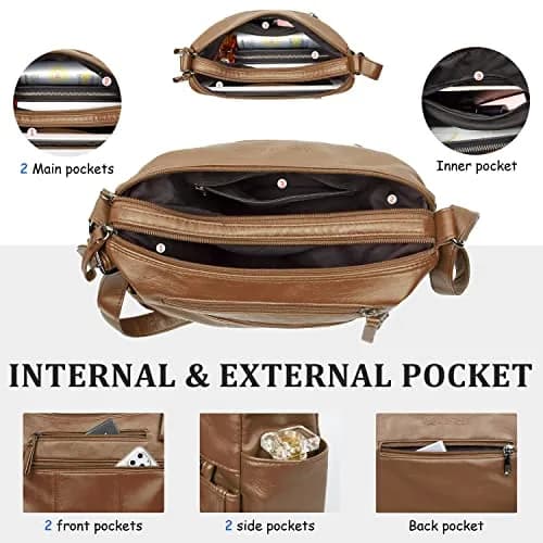 VOLGANIK ROCK Women's PU Leather Shoulder Bag 33cm (11.8") | Versatile Crossbody Purse with Multiple Pockets thumbnail 5