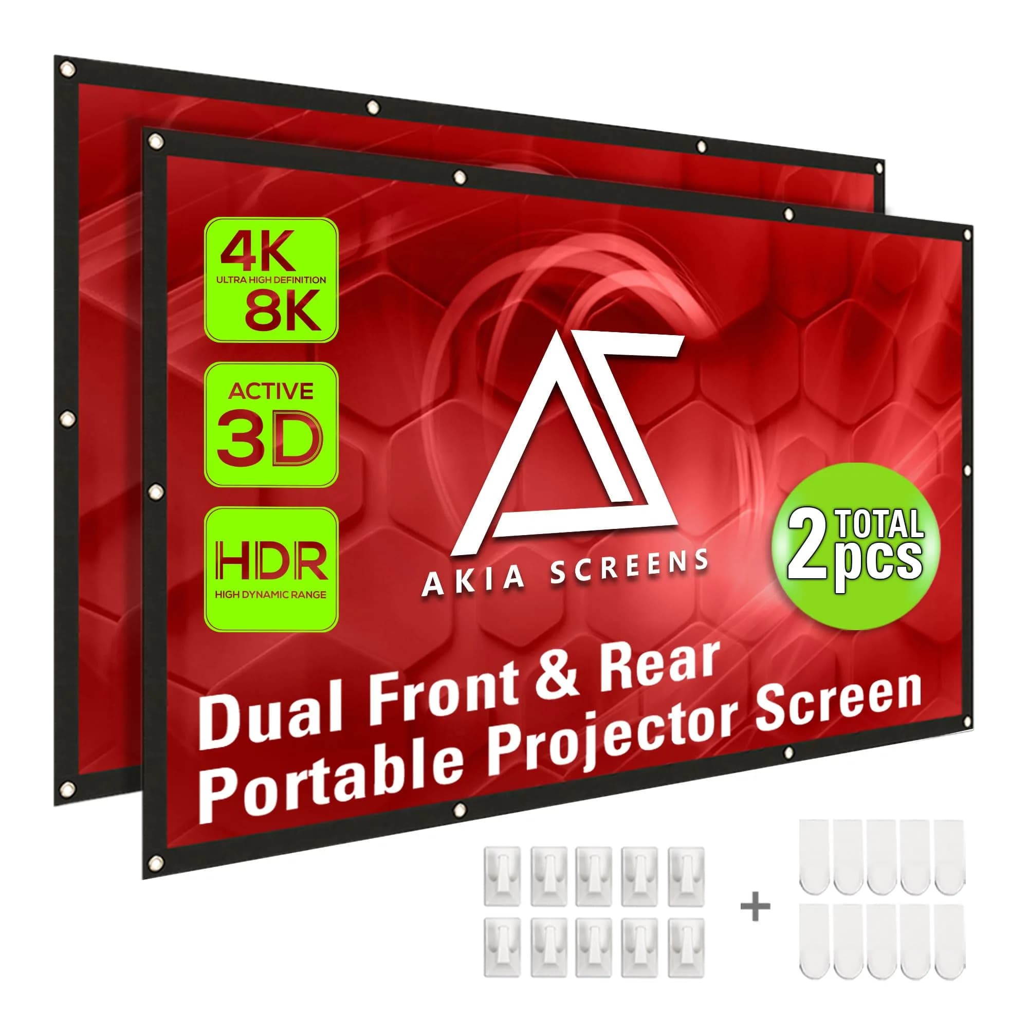 AKIA SCREENS 120" Dual Projection Projector Screen 16:9 Front & Rear 104.6" W x 58.8" H | Portable Foldable Anti-Crease 8K/4K Ultra HD Ready Indoor Outdoor Home Theater Screen