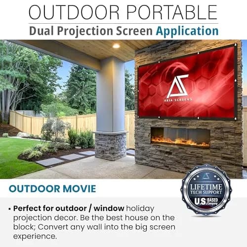 AKIA SCREENS 120" Dual Projection Projector Screen 16:9 Front & Rear 104.6" W x 58.8" H | Portable Foldable Anti-Crease 8K/4K Ultra HD Ready Indoor Outdoor Home Theater Screen thumbnail 4
