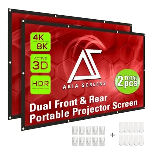 AKIA SCREENS 120" Dual Projection Projector Screen 16:9 Front & Rear 104.6" W x 58.8" H | Portable Foldable Anti-Crease 8K/4K Ultra HD Ready Indoor Outdoor Home Theater Screen thumbnail 1