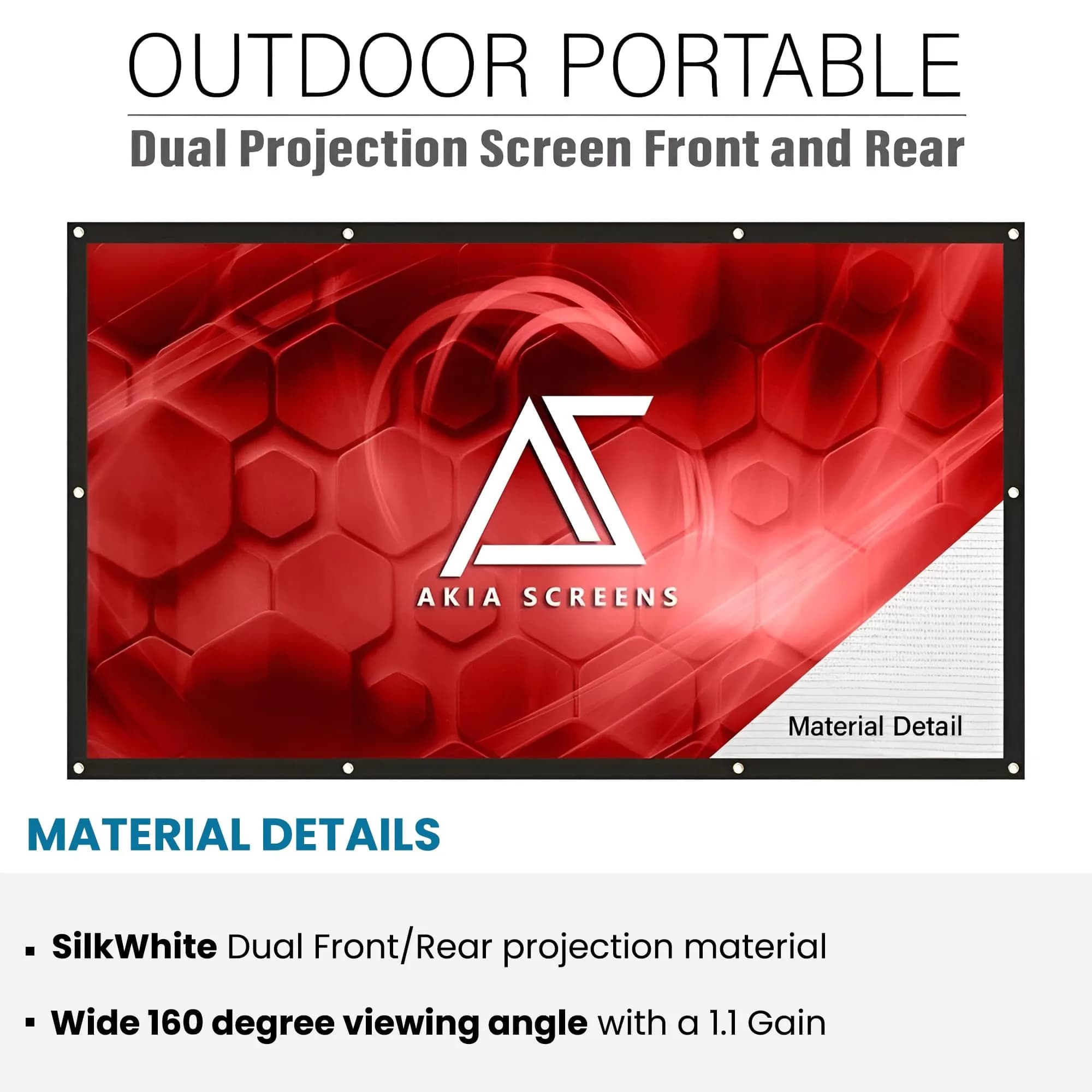 AKIA SCREENS 120" Dual Projection Projector Screen 16:9 Front & Rear 104.6" W x 58.8" H | Portable Foldable Anti-Crease 8K/4K Ultra HD Ready Indoor Outdoor Home Theater Screen - view 3