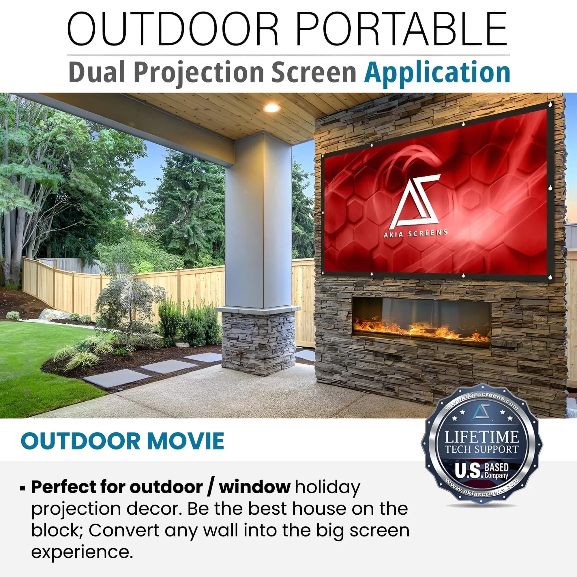 AKIA SCREENS 120" Dual Projection Projector Screen 16:9 Front & Rear 104.6" W x 58.8" H | Portable Foldable Anti-Crease 8K/4K Ultra HD Ready Indoor Outdoor Home Theater Screen - view 4