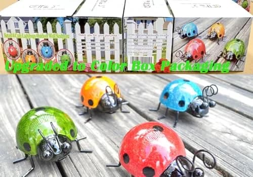 GIFTME 5 Metal Garden Wall Art Set of 4 | Charming Ladybug Decor for Outdoors thumbnail 8