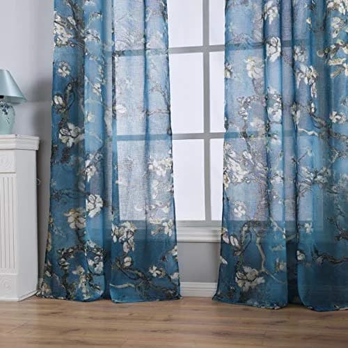 Taisier Home Chinese Style Plum Blossom Sheer Curtain 95 Inches | Artistic Print for Living Room thumbnail 7