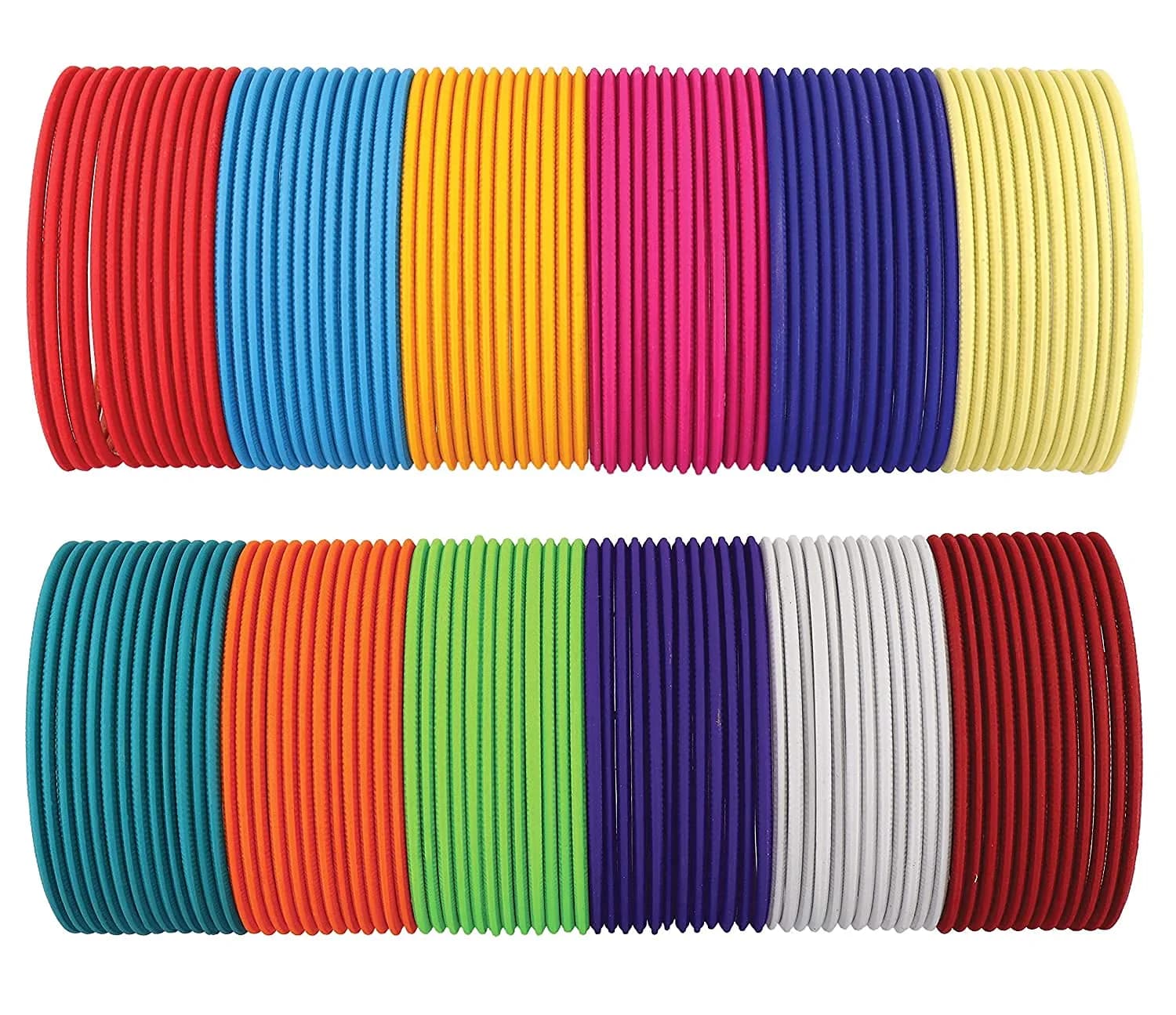 NMII 144-Piece Neon Colour Matte Finished Bangle Set for Women and Girls, Size 2.4 Inches (5.70 cm) | Vibrant Fashion Jewelry — Multicolour-Design-3