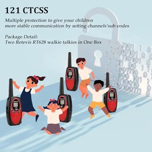 Retevis RT628 Walkie Talkies for Kids & Family | 22 Channels, VOX, Keypad Lock, 4 Pack thumbnail 8